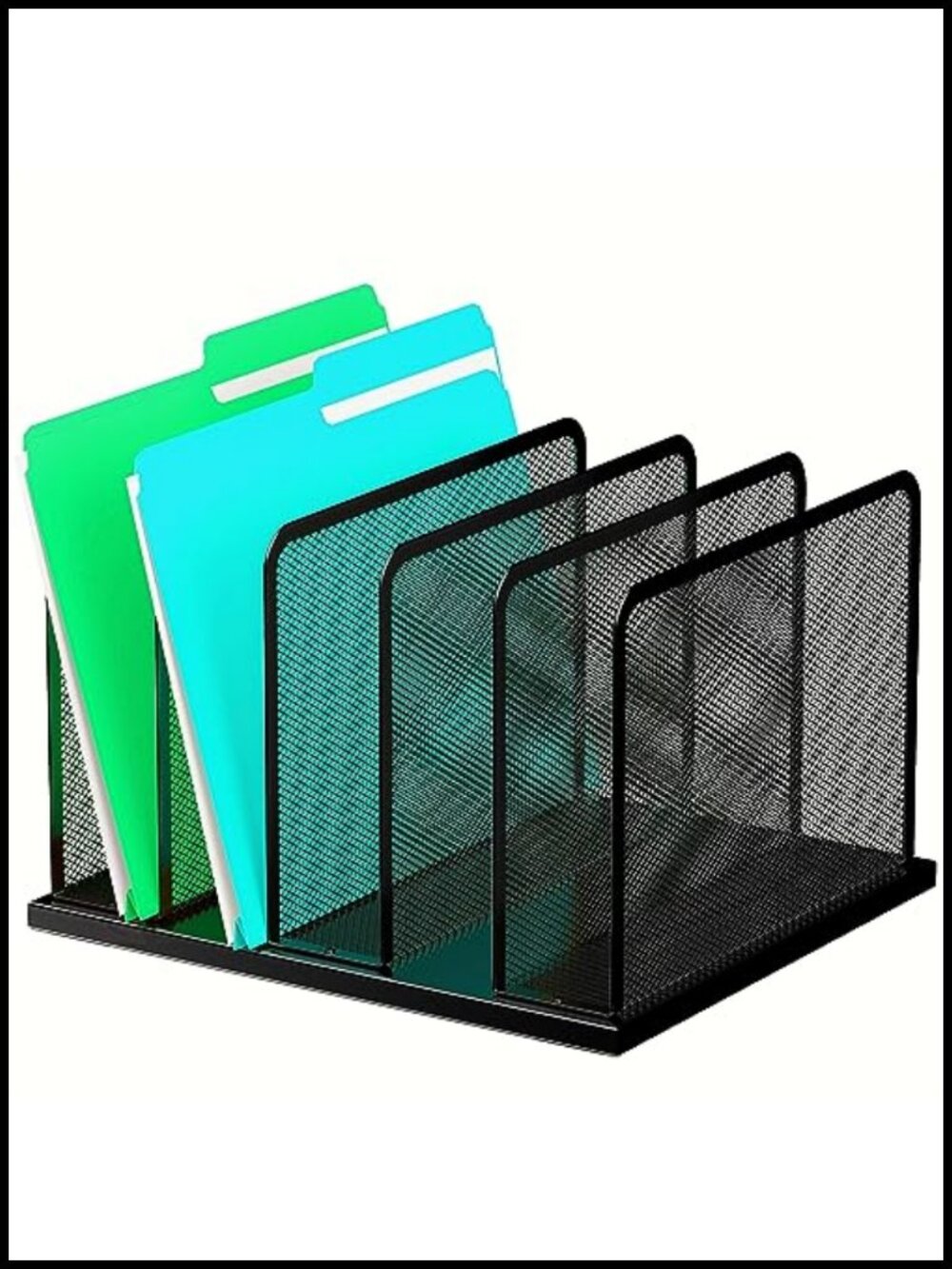 Mesh Desk File Organizer 5-Section Steel File Sorter Office Desk Storage